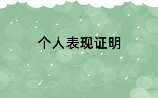 个人表现证明