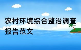 农村环境综合整治调查报告范文