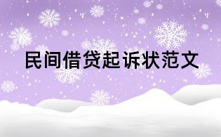 民间借贷起诉状范文