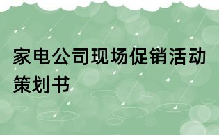 家电公司现场促销活动策划书