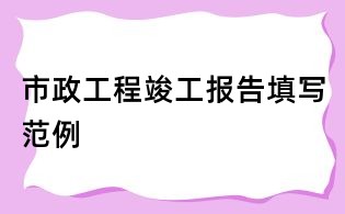 市政工程竣工报告填写范例