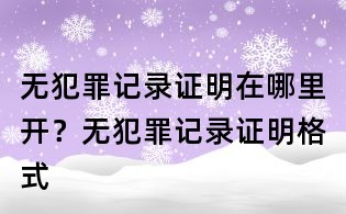 无犯罪记录证明在哪里开?无犯罪记录证明格式