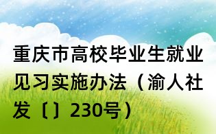重庆市高校毕业生就业见习实施办法（渝人社发〔〕230号）