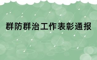 群防群治工作表彰通报
