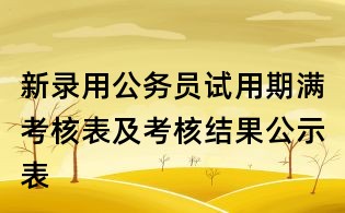 新录用公务员试用期满考核表及考核结果公示表