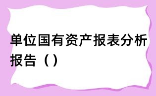 单位国有资产报表分析报告()