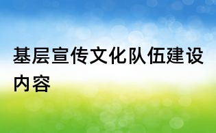 基层宣传文化队伍建设内容