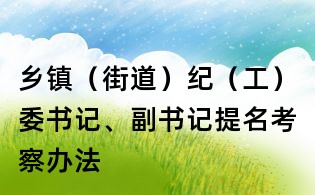 乡镇（街道）纪（工）委书记、副书记提名考察办法
