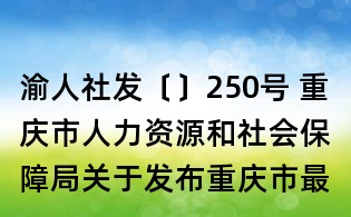 渝人社发〔〕250号 重庆市人力资源和社会保障局关于发布重庆市最低工资标准的通知