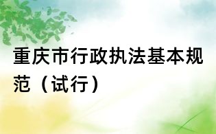 重庆市行政执法基本规范(试行)