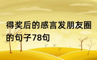 得奖后的感言发朋友圈的句子78句