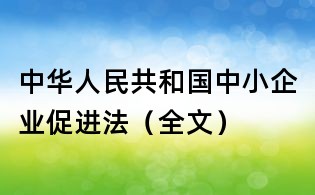 中华人民共和国中小企业促进法(全文)