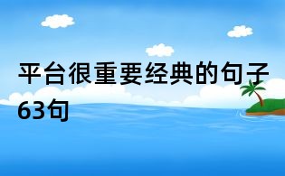 平台很重要经典的句子63句