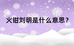 火钳刘明是什么意思?