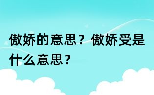 傲娇的意思?傲娇受是什么意思?