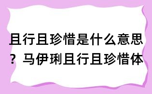 且行且珍惜是什么意思?马伊琍且行且珍惜体