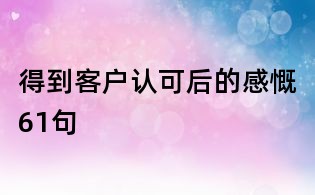 得到客户认可后的感慨61句