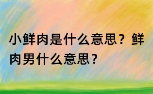 小鲜肉是什么意思?鲜肉男什么意思?