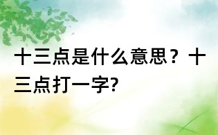十三点是什么意思?十三点打一字?