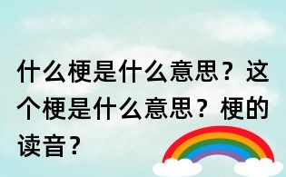 什么梗是什么意思？这个梗是什么意思？梗的读音？
