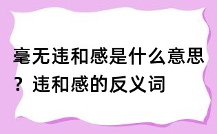 毫无违和感是什么意思?违和感的反义词