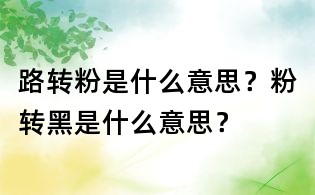 路转粉是什么意思？粉转黑是什么意思？