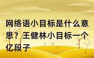 网络语小目标是什么意思?王健林小目标一个亿段子