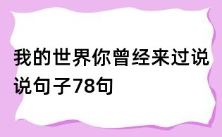 我的世界你曾经来过说说句子78句