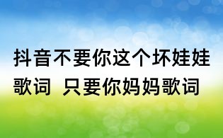 抖音不要你这个坏娃娃歌词  只要你妈妈歌词