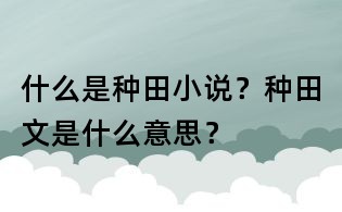 什么是种田小说?种田文是什么意思?