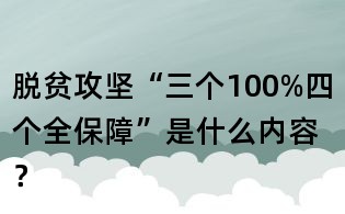 脱贫攻坚“三个100%四个全保障”是什么内容?