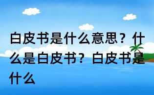 白皮书是什么意思?什么是白皮书?白皮书是什么