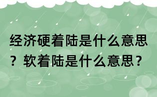 经济硬着陆是什么意思？软着陆是什么意思？