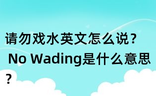 请勿戏水英文怎么说? No Wading是什么意思?