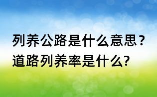 列养公路是什么意思?道路列养率是什么?