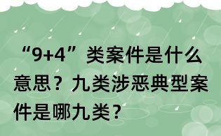 “9+4”类案件是什么意思?九类涉恶典型案件是哪九类?