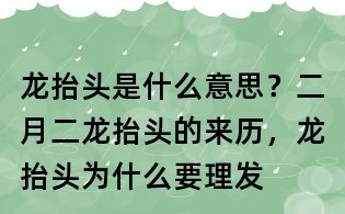 龙抬头是什么意思?二月二龙抬头的来历,龙抬头为什么要理发