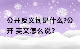 公开反义词是什么?公开 英文怎么说？