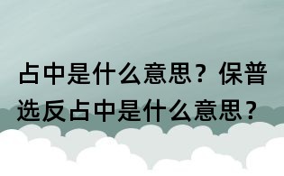 占中是什么意思？保普选反占中是什么意思？