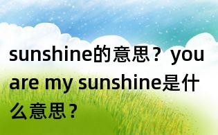 sunshine的意思?you are my sunshine是什么意思?