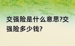 交强险是什么意思?交强险多少钱?