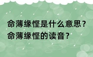 命薄缘悭是什么意思?命薄缘悭的读音?