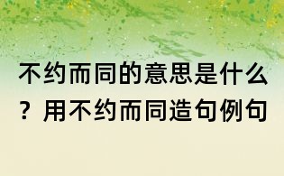 不约而同的意思是什么?用不约而同造句例句