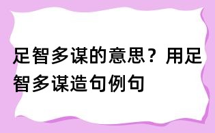 足智多谋的意思?用足智多谋造句例句