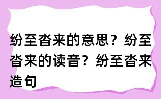 纷至沓来的意思?纷至沓来的读音?纷至沓来造句