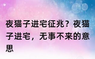 夜猫子进宅征兆?夜猫子进宅,无事不来的意思