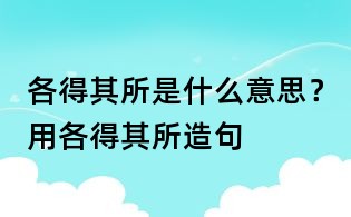 各得其所是什么意思?用各得其所造句
