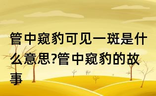 管中窥豹可见一斑是什么意思?管中窥豹的故事