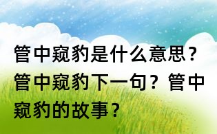 管中窥豹是什么意思?管中窥豹下一句?管中窥豹的故事?
