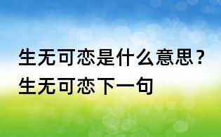 生无可恋是什么意思?生无可恋下一句